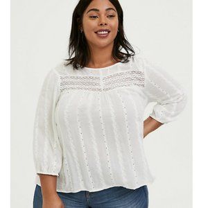White Eyelet & Lace Embroidered Top/Blouse (NWOT)